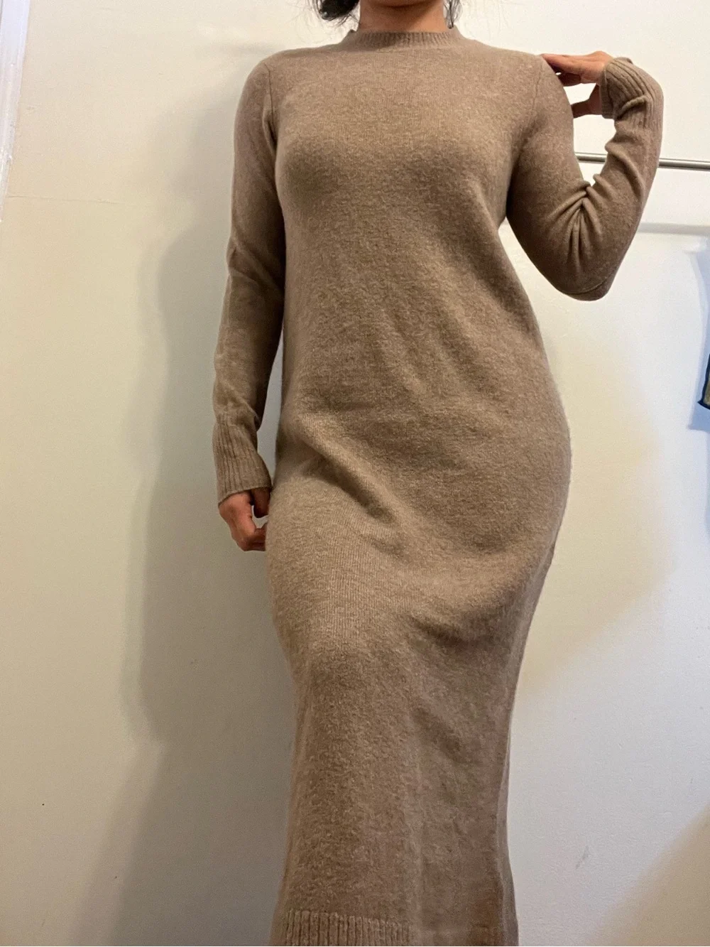 JY26 J. Crew Midi Sweater Dress in Extra Soft Brown